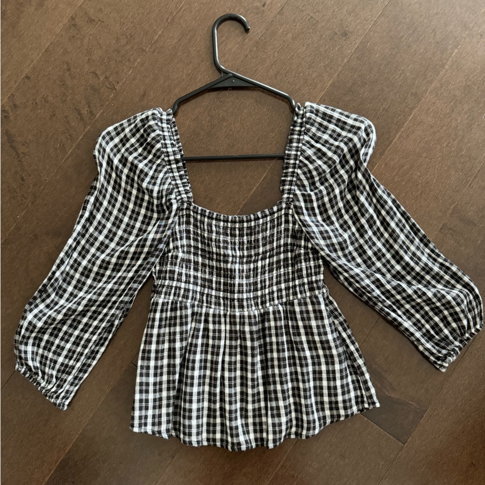 Plaid Long Sleeve Abercrombie peplum top